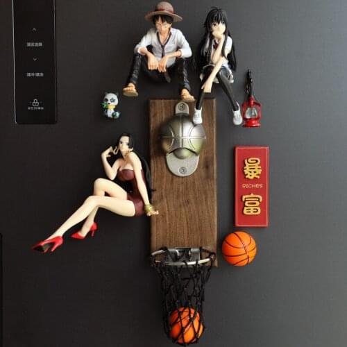 Pirate King Animation Personality Creativity Magnetic Refrigerator Paste Luffy Bottle Opener Cartoon Home Decoration Accessories