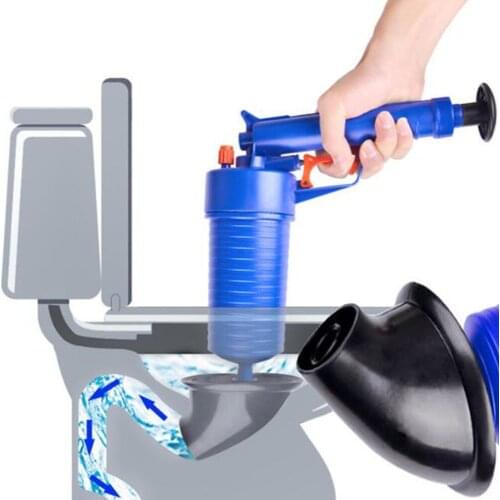 Air Power Drain Blaster Gun High Pressure Powerful Manual Sink Plunger Opener Cleaner Pump for Bath Toilets Bathroom