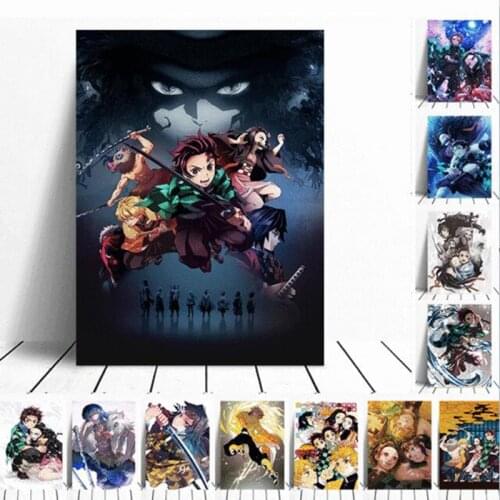 Japanese Anime Demon Slayer Kimetsu no Yaiba Retro Posters Kraft Paper and Prints Home Room Bar Wall Decor Poster Art Painting
