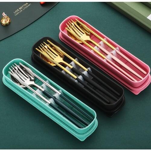 Hot Sale Portable Travel Silver Cutlery Stainless Steel Cutlery Straw Set With Bone Set Camping Travel Portable Cutlery Set