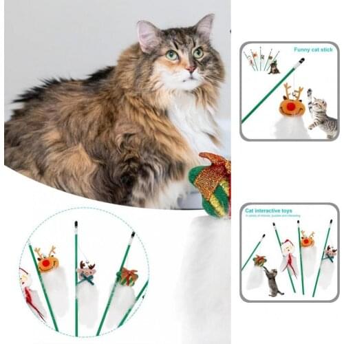 Durable Lovely Kitten Feather Stick Toy Recreational Cats Toy Flexible Pet Gift
