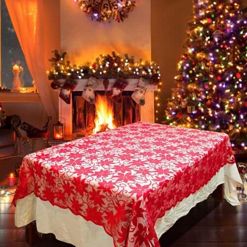 Rectangular Floral Lace Tablecloths, Reusable Table Cover for Christmas Wedding Evening Party Home Furnishing decoration