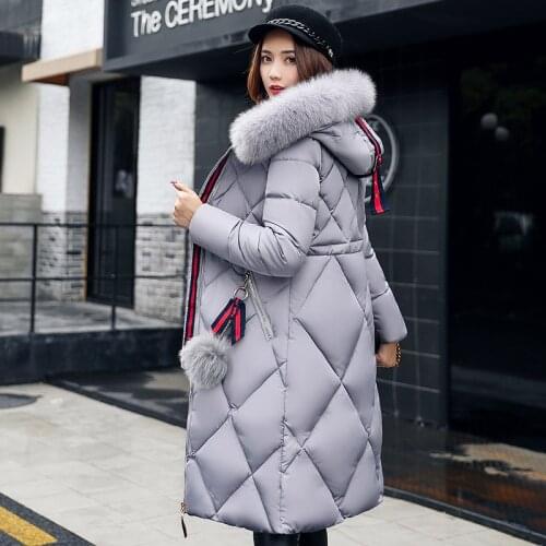 Down jackets women parkas 2021 solid color hooded coat female jacket stitching long slim winter down coats female