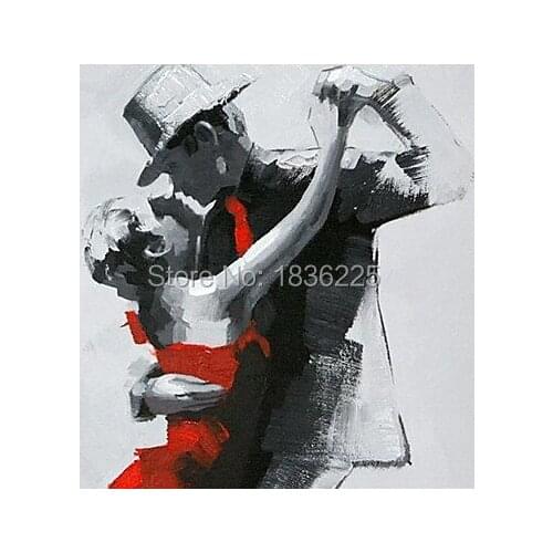 Hand painted Charm lovers space dance black oil panting Wall oil paintings dancers on canvas ready to hang no Framed