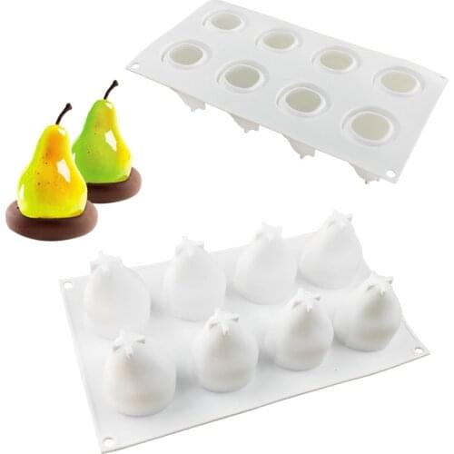 8 Cavity Pear Shape 3D Silicone Cake Baking Mold For Mousse Truffle Brownies Pan Molds Silicone Kitchen DIY Tools