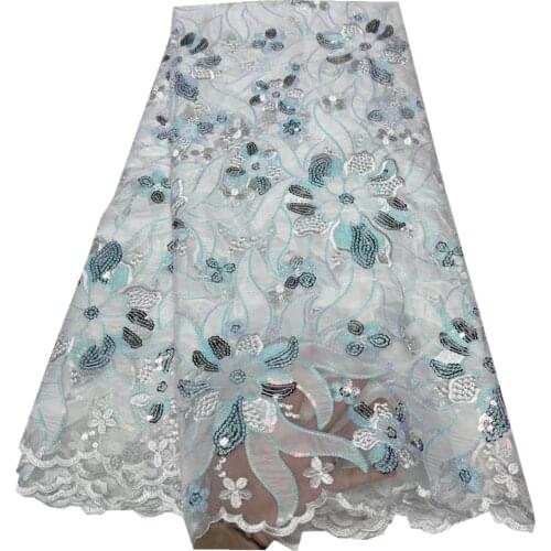 SJ Lace African Sequins Lace Fabric Embroidery Nigerian Lace Fabrics 2021 High Quality Lace French Lace Fabric For Women j3-73