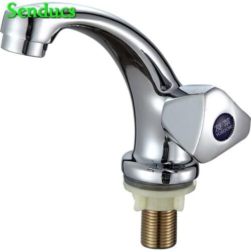 Senducs Cold Basin Faucet of High Quality Chrome Cold Bathroom Mixer Tap with Zinc Alloy Bathroom Cold Basin Sink Faucet