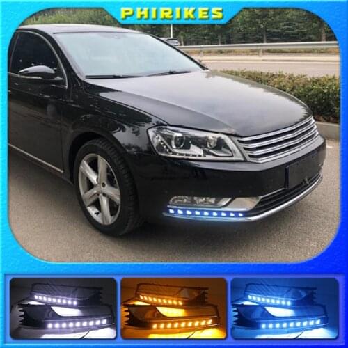 LED DRL daytime running light fog lamp for Volkswagen VW Passat B7 2012-2015, wireless switch control, dim control, turn signal