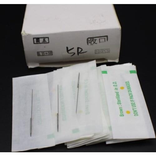 500pcs Eyebrow Tattoo Needle 0.35x50mm 5RL For Permanent Makeup Machine Lip Eyeliner body tattoo