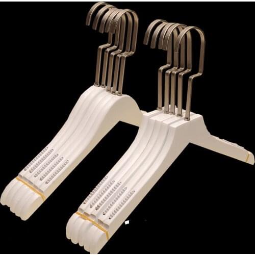 10pcs/lot 38cm Adult womens real wood clothes rack long hook pure white high - grade wooden hanger