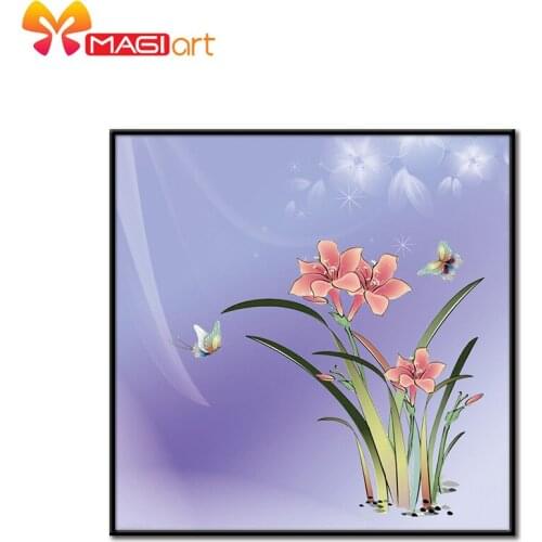 Cross stitch kits Embroidery needlework sets 11CT water soluble canvas patterns 14CT Floral style orchids-NCMF189