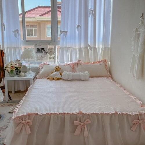 Girly Heart Bed Skirt Health Care Ice Silk Three-Piece Set of Summer Sleeping Mat Summer Foldable Washed Air Conditioning