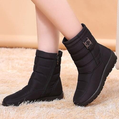 Snow boots women plus fur warm winter boots non slip ankle boots women shoes 2021 side zipper waterproof casual shoes woman