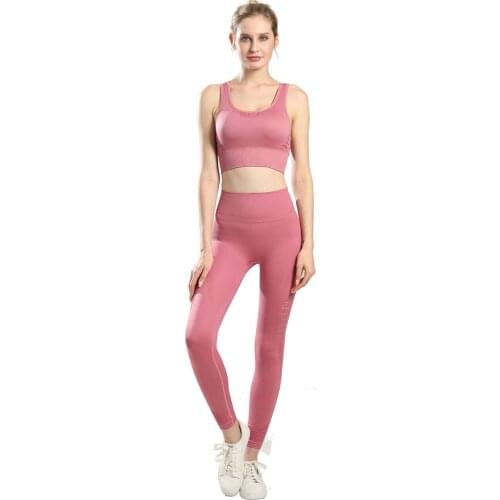 Fitness Women Yoga Set Gym 2-Piece Seamless Leggings Push Up Pants Exercise Bra Workout Running Suit Sportswear Athletic