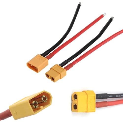 2pcs/1pair of XT60 Battery Male Female Connector Plug with Silicon 14 AWG Wire for 7.4v 11.1v 14.8v 22.2v battery 10cm*3.5mm 55A