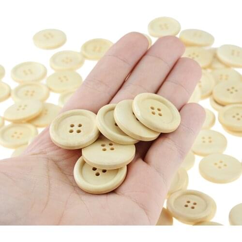 100Pcs/Set 15/20/25MM Wooden plastic Buttons Natural Color Round 4-Holes Sewing Scrapbooking DIY Buttons Sewing Accessories