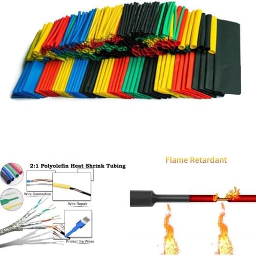 164pcs 328pcs Heat Shrink Tube 2:1 Kit Shrinking Assorted Polyolefin Insulation Sleeving Heat Shrink Tubing Wire Cable