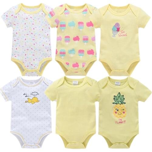 2021 6PCS/Lot Newborn Bodysuits Girls Clothing 0-12M Baby Girl Clothes 100%Cotton Unicorn Baby Boy Clothes Roupas de bebe