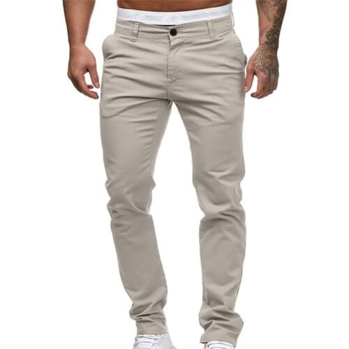 40% Dropshipping!!Men Pants Solid Color Young Slim Fit Pleated Zipper Male Trousers for Daily Wear