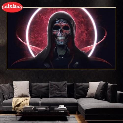 5D round Diamond Embroidery Skeleton in the night Picture Of Diamond Painting Full Square Mosaic Cross Stitch Handmade Gift
