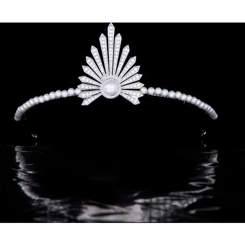 Funmode Pearl Hair Accessories Women Bridal Tiara Crown For Female Party Gifts Hairbands Jewelry Wholesale FC05