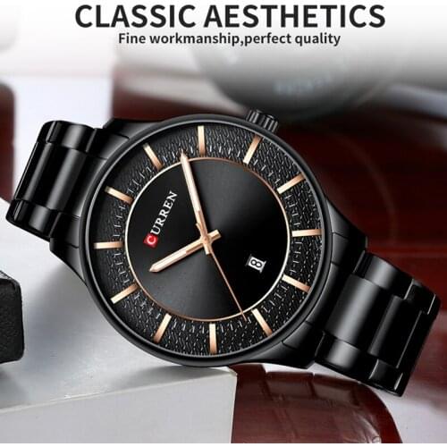 Men Top Brand Analog Quartz Wristwatch CURREN Fashion Classic Black Man Watch Luxury Stainless Steel Watchproof Watches Male