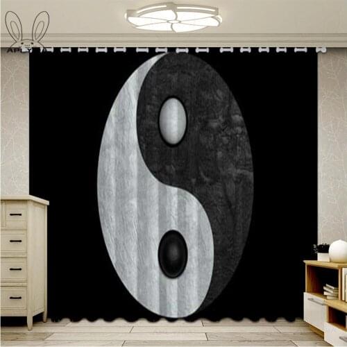 Black And White YinYang Luxury Curtains For Window Yoga Living Room Bedroom Blackout Curtains Ultra-thin Micro Shading Cortinas