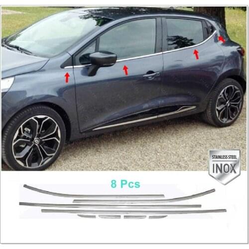 Renault Clio 4 Chrome Window Framework 2012 2013 2014 2015 2016 2017 2018 2019 2020 Sport Accessory Frame Body kit Sticker 8-12