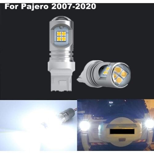 2pcs/lot T20 7440 3030 Canbus White LED Daytime Running Light For Mitsubishi Pajero 2007-2020