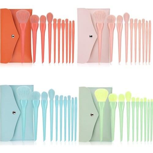 10Pcs Candy Colors Makeup Brushes Tool Cosmetic Powder Eye Shadow Foundation Blush Blending Beauty Make Up Brush Cosmetic Tool