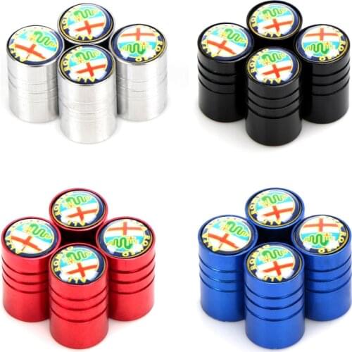 4pcs Car Wheel Tire Valve Caps Stem Case For ALFA ROMEO Giulietta Giulia Stelvio 159 156 147 Auto Accessories