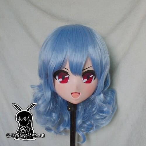 Rabbit 88) Resin Cross dress Pretty Girl Head BID Doll Mask Japanese Anime Kigurumi Mask Cosplay with Wig