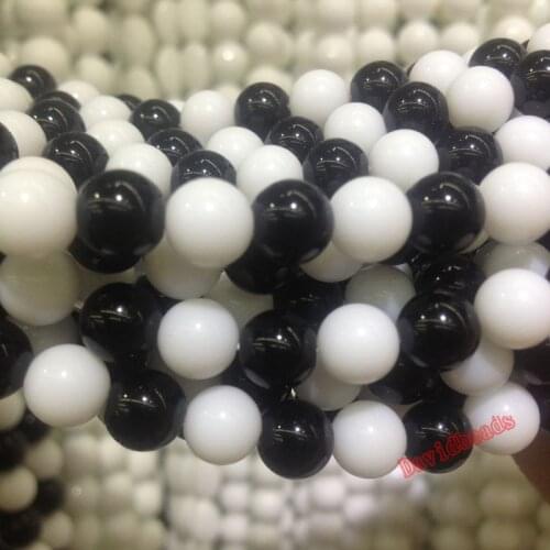 5A Quality Black White Onyx Agat Round natural Stone Beads 16" Strand 8 10 12MM For Jewelry Making