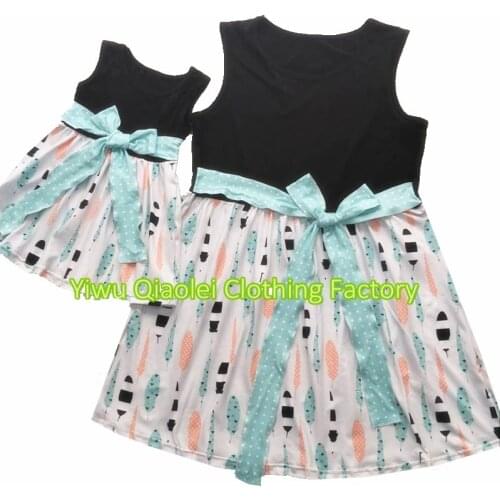 Hot Sale Baby Cute Dress Boutique Clothing Momm And Me Dresses With Cotton Ruffles Clothing Dresses