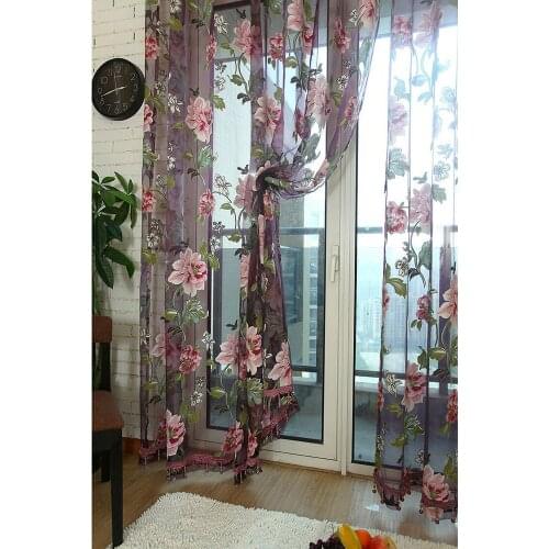 Leaves Tropical Print Sheer Curtains Living Room Window Curtain Bedroom Kitchen Tulle Curtains Room Divider Panel Fabric #YJ