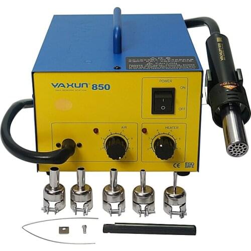 LY Solder Machine with 5pcs Welding Nozzle YAXUN YX-850 Hot Air Gun Soldering Station Hot Air Desoldering Station 220V 110V