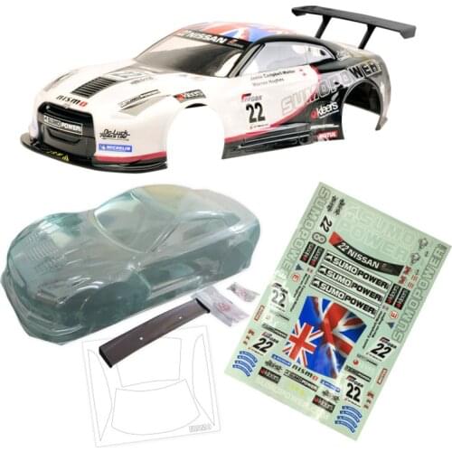 1/10 Rc Cars Model Nissan GTR Clear Body 200mm + Decals Sticker For Radio Control Toys On-Road Electric Car