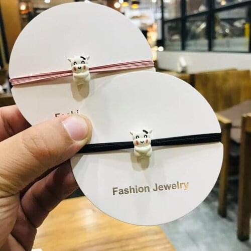 Fashion Hot Selling New Arrival Acrylic Carton Bull Hair Band Japanese Korean Hair Rope High Elastic Hair Rings Girls Headpiece