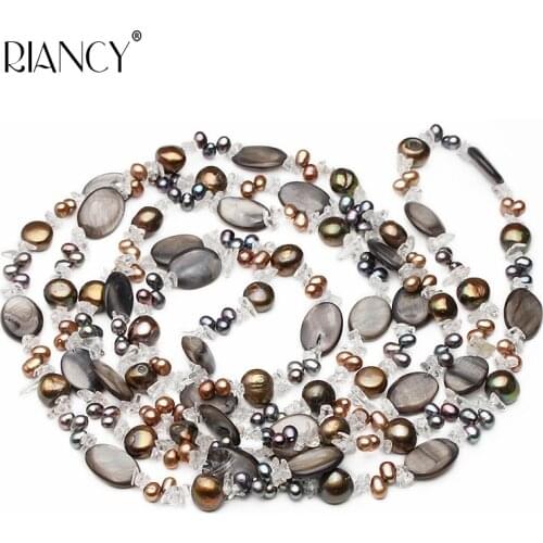 Fashion Long Natural Freshwater Pearl Neckalce Women Fashion Multilayer Real Pearl Necklace Jewelry Mother Present