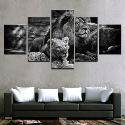 5pcs set 5D DIY Diamond Painting Black White Animal Pictures King lion tiger Cross Stitch cartoon Mosaic paintings home Decor