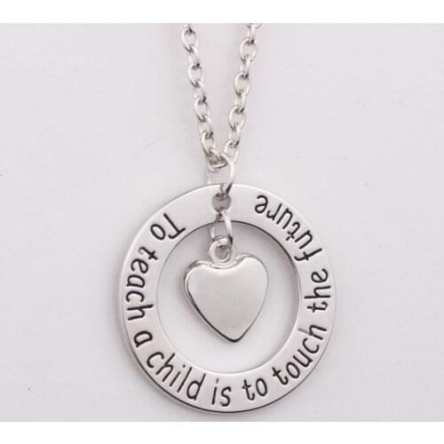 10PCS Letter To teach a child is to touch the future Necklace Inspirational Fashion Love Necklace Jewelry For Teacher Gift