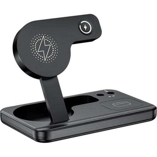 15W Desktop Wireless Charger Pad Stand for Apple Pencil iPhone 12 iWatch Airpods Pro Horizontal Vertical Foldable Holder Mount