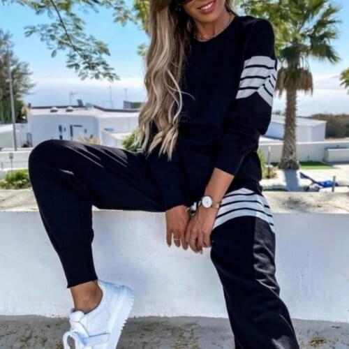 Yoshis Autumn New Fashion Casual Sports Pants Suit Long-sleeved O-neck Sweater Casual Pants Two-piece Suit
