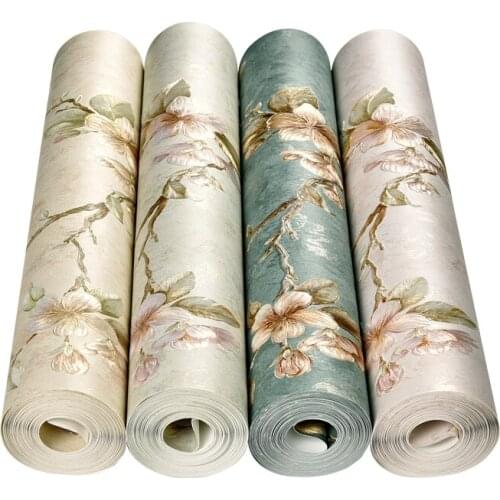 American Country Pastoral Non-Woven Wallpaper Self-Adhesive Retro Flower Bed Room Living Wedding Room Background Wallpapers