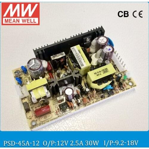 Original MEAN WELL 45W DC DC regulated converter PSD-45A-12 Input 9.2~18VDC to 12V 2.5A 30W dc dc isolated converter PCB type
