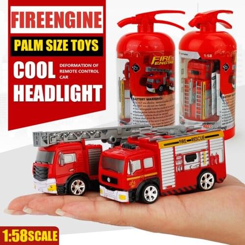 RC Truck 1:58 Fire Truck Engine Remote Control Pumper with LED Lights and Sounds Construction Vehicles for Kids Hobby Toys