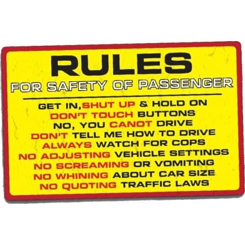 Rules for Safety of Passenger Car Sticker Vinyl Decal Truck 4X4 Offroad 4WD Dirt JDM Race High Quality Vinyl Cover Scratches PVC