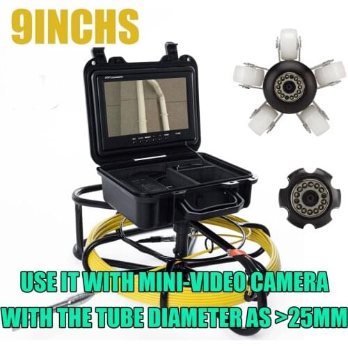 Drain Sewer Pipeline Industrial Endoscope 9inch LCD Color Monitor WP9600 Long Battery Video Recording Inspection Camera Portable