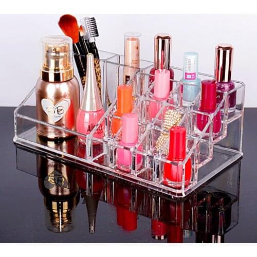 Crystal Acrylic Lipstick Nail Polish Desktop Storage Box Transparent Plastic Jewelry Makeup Cosmetic Organizer Special Gift