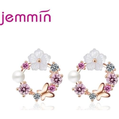 Bridal Wedding Engagement Party Earrings Flower shape 925 Sterling Silver Charming Luxury Women Girl Jewelry Wholesale